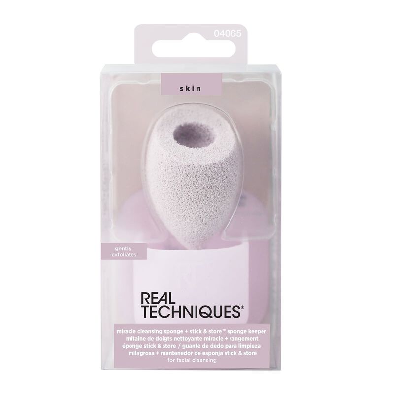 real techniques miracle cleansing sponge and stick & store sponge keeper set