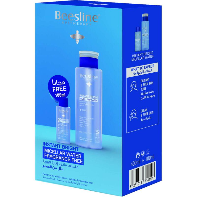 beesline instant bright micellar water  promopack 400 ml+ free 100 ml